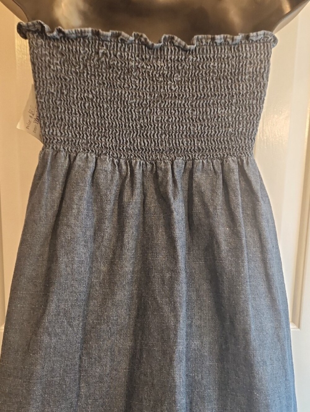 Womens Strapless Denim Blue Sundress with Button Detail - Size Medium - Picture 4 of 5